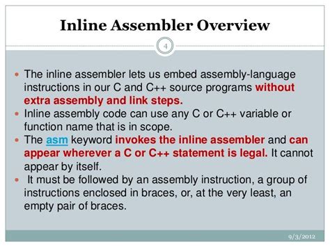 Inline Assembly Language Programs In C