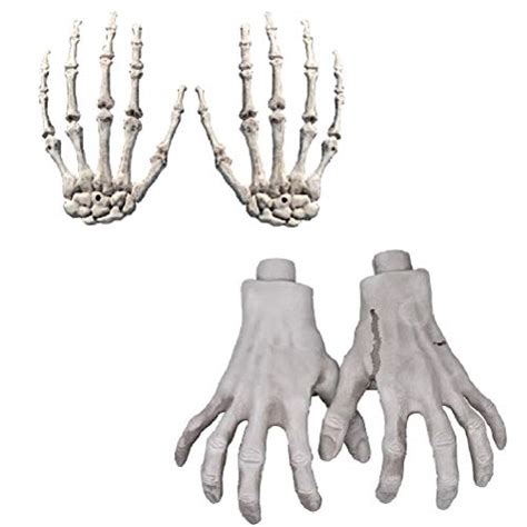 XONOR Halloween Skeleton Hands - Realistic Life Size Severed Fake Plastic Hands for Halloween ...