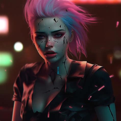 Premium Ai Image Beautiful Cyberpunk Girl