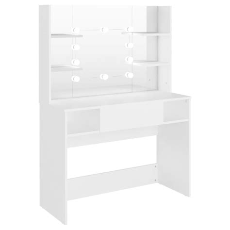 Vidaxl Sminkbord Med Led Belysning X X Cm Mdf Vit Vit White