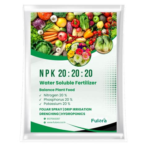 Fulora Npk 20 20 20 Water Soluble Fertilizer 400 Gm Complete Plant Food For Plants Crops