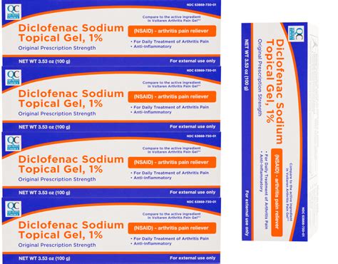 5 Pack Qc Diclofenac Sodium Topical Gel Treatment For Arthritis Pain 3