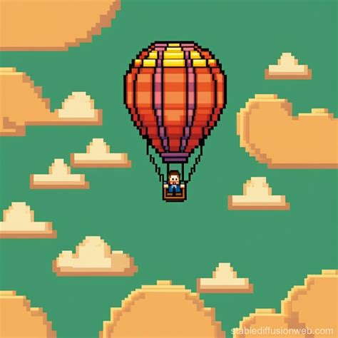 Pixel Art Man In Hot Air Balloon Stable Diffusion Online
