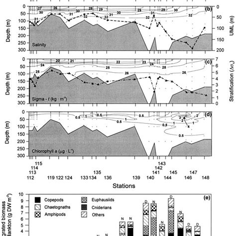 Vertical Distribution Of Salinity Temperature T Chlorophyll A And Download Scientific