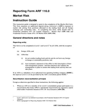 Fillable Online Apra Gov Reporting Form Arf Market Risk Instruction