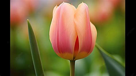 Latar Belakangbunga Tulip Merah Muda Yang Indah Bermekaran Dengan Latar