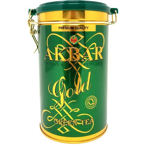 Akbar Premium Quality Gold Collection Green Tea Tin Box 96 Oz 275 G