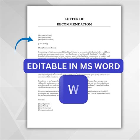 Letter of Recommendation, Character Reference Template, Recommendation Letter for Someone ...