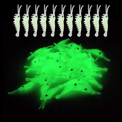 50Pcs Luminous Shrimp Fishing Bait Soft Lure Worms Glow Shrimps Fishing