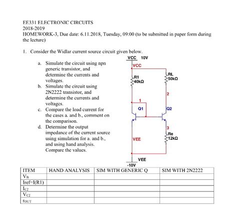 Solved EE331 ELECTRONIC CIRCUITS 2018 2019 HOMEWORK 3 Due Chegg