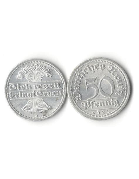 GERMANY WEIMARER REPUBLIK 50 PFENNIG 1922 A