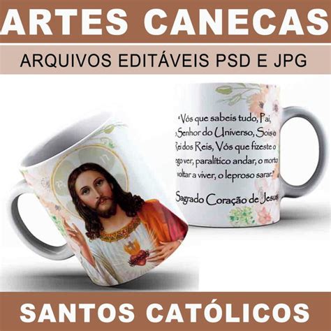 Artes Sublima O Canecas Santos Cat Licos Edit Veis Mockups