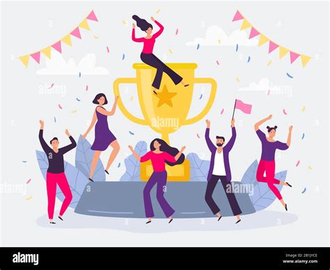 Celebration Team Group Cup Trophy Stock Vector Images Alamy