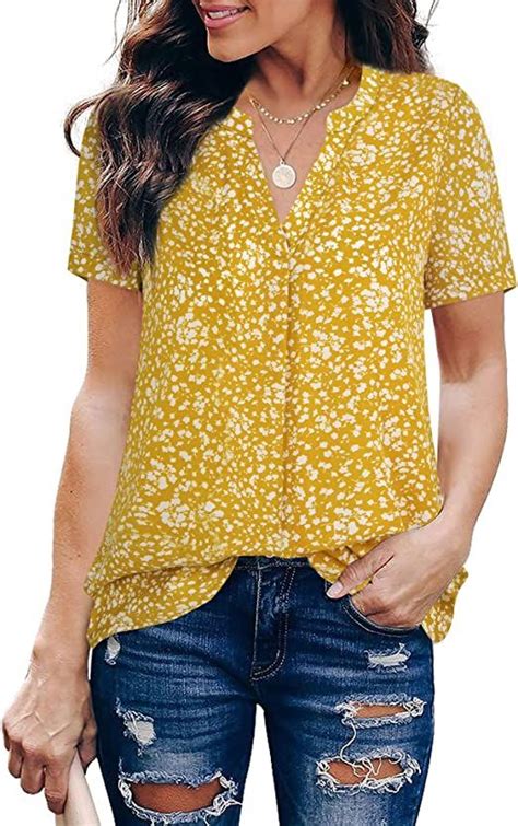 Timeson Short Sleeve Blouses For Women Womens V Neck Blouses Summer