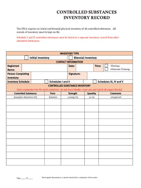 Fillable Online Controlled Substances Initial Biennial Inventory Form