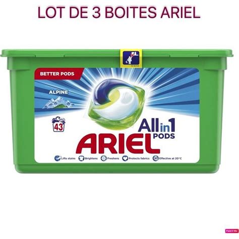 LOT DE TROIS LESSIVES ARIEL PODS 3 En 1 ALPINE Soit Au Total 129 Doses