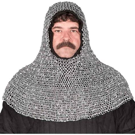 Aluminum Chainmail Coif Renaissance Costume Chain Mail Dark Knight