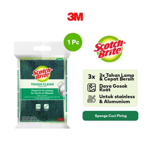 Promo 3M Scotch Brite Sabut Hijau Cuci Piring Tough Clean Scrub Pad 1