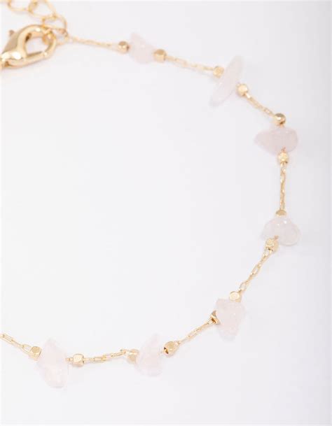 Gold Plated Station Semi Precious Bracelet Lovisa