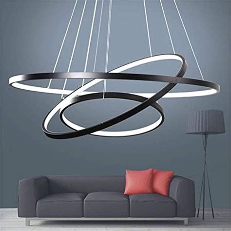 ANZHUANG LED Lustre Salon Plafonnier Créatif Rond 3 Cercle Lustre