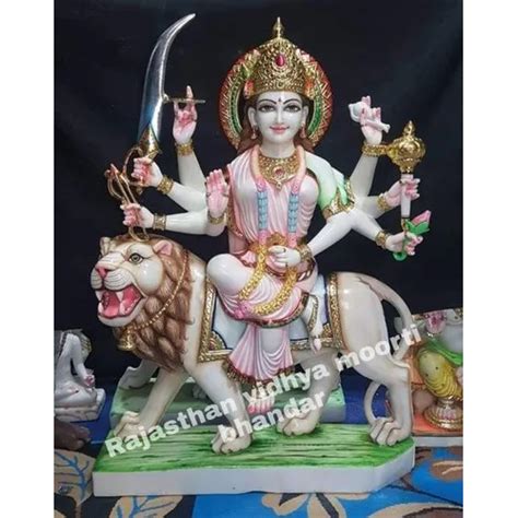 Marble Durga Mata Statue With Sher At Best Price In Jaipur Jaipur