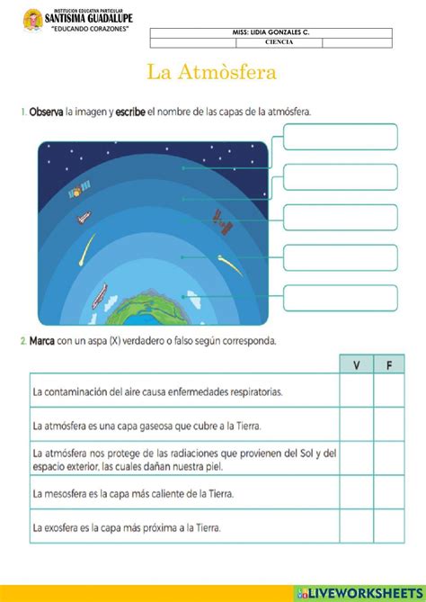 La Atmosfera 1721785 Lidiagonzales Liveworksheets