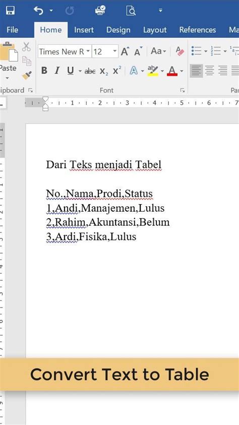 Cara Buat Teks Menjadi Tabel Di Microsoft Word Microsoftwordtutorial