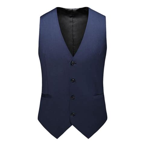 Gilet De Costume Bleu Marine Pour Homme Sans Manches Coupe Slim Formel Pour Le Travail Bleu