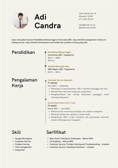 Contoh CV Customer Service 2023 Lengkap dengan Pembahasan