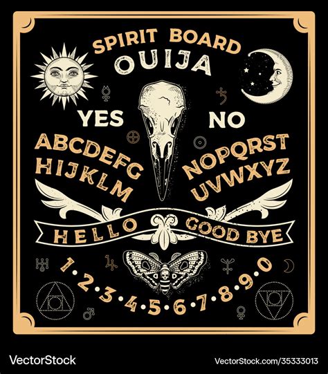 Ouija Board With Crow Skull Occultism Set Vector Image