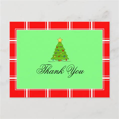 Christmas Tree Red Green Thank You Postcard Zazzle