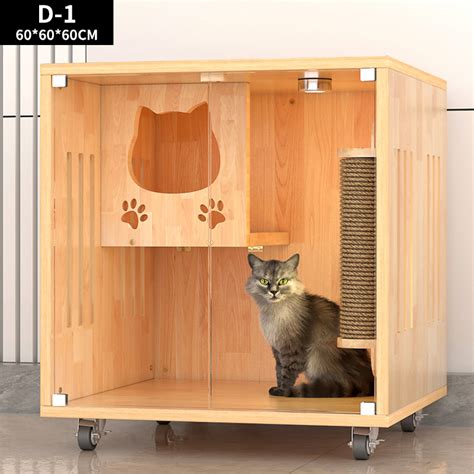 Solid Wood Luxury Household Pet Breeding House Cat House Cat Villa