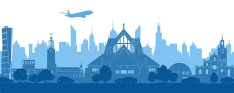 Sweden Famous Landmarks by Silhouette Style Stock Vector - Illustration of downtown, icon: 259443271