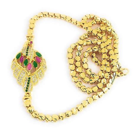 Afj Gold One Gram Micro Gold Plated Traditional Designer Ruby Emerald