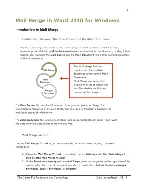 Fillable Online Mail Merge In Word 2010 For Windows Fax Email Print