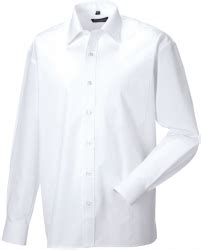 Chemise En Popeline Coton Classique Manches Longues Homme White