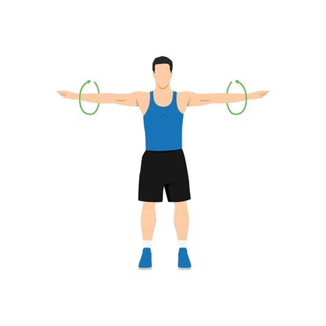 Man doing Standing arm circles exercise. Flat vector illustration ...