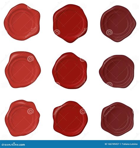 Set Of Realistic Wax Seal Stamps On A White Background Realistic Blank