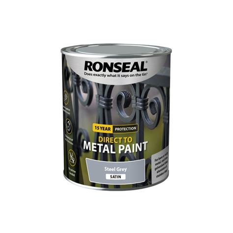 Ronseal Direct To Metal Paint 750ml Steel Grey Satin