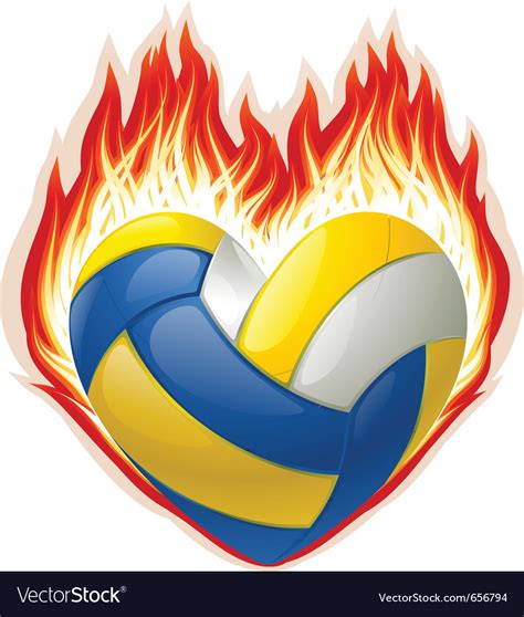 Heart Shaped Volleyball On Fire Royalty Free Vector Image