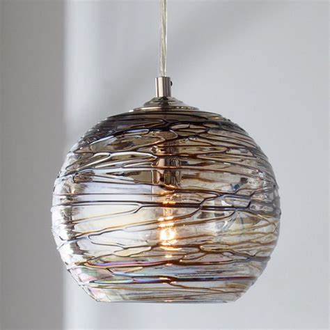 Swirling Glass Globe Mini Pendant Light Clear Glass And Bronze Swirls