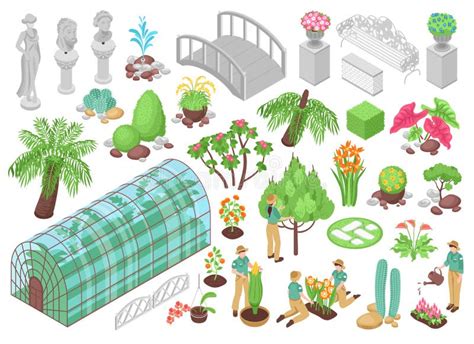 Botanical Garden Icons Set Stock Vector Illustration Of Botanical