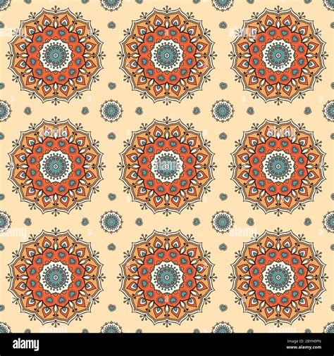 Seamless Hand Drawn Mandala Pattern For Printing On Fabric Or Pa Stock