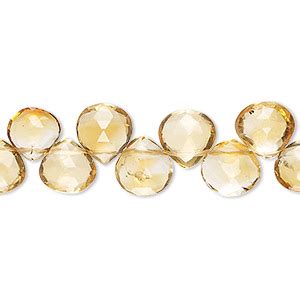 Bead Citrine Heated X Mm Hand Cut Half Drilled Faceted Teardrop