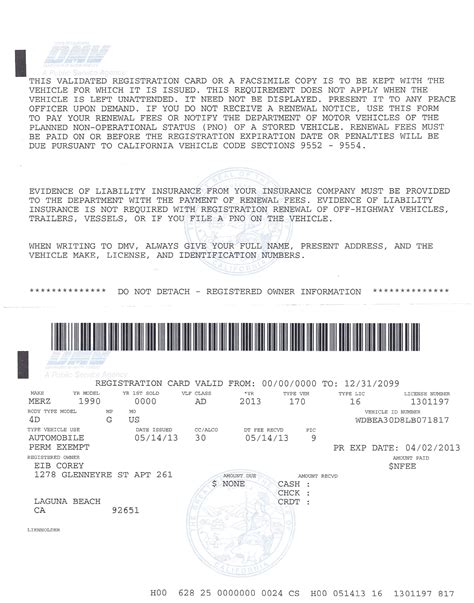 California Vehicle Registration Template