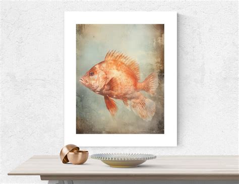 Abstract Ancient Fish Fine Art Print, Coastal Room Decor, Gothic ...