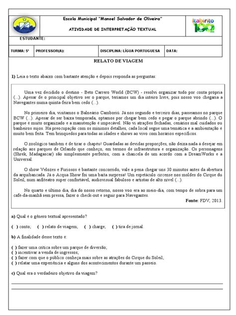 Texto Relato de Viagem | PDF