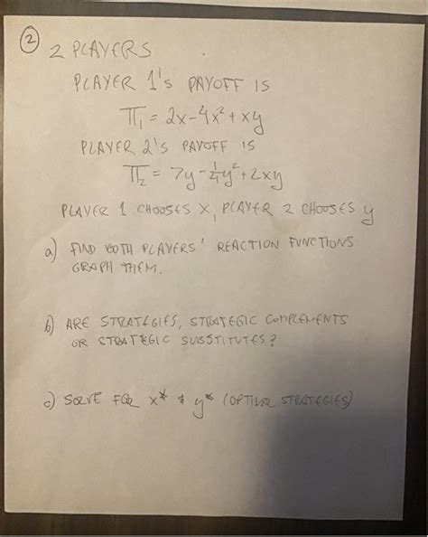 For the following simultaneous move game with two | Chegg.com