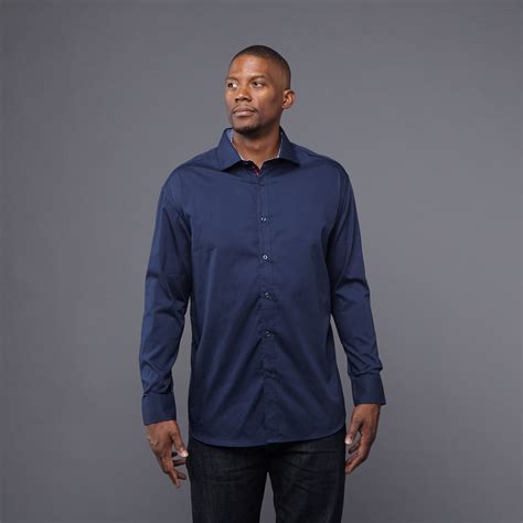 Navy Blue Dress Shirt // Navy (1X) - Lemon Grass Shirting - Touch of Modern