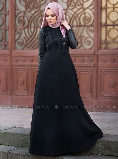 City Style Elbise Siyah Muslima Wear Modest Fashion Muslim Muslim